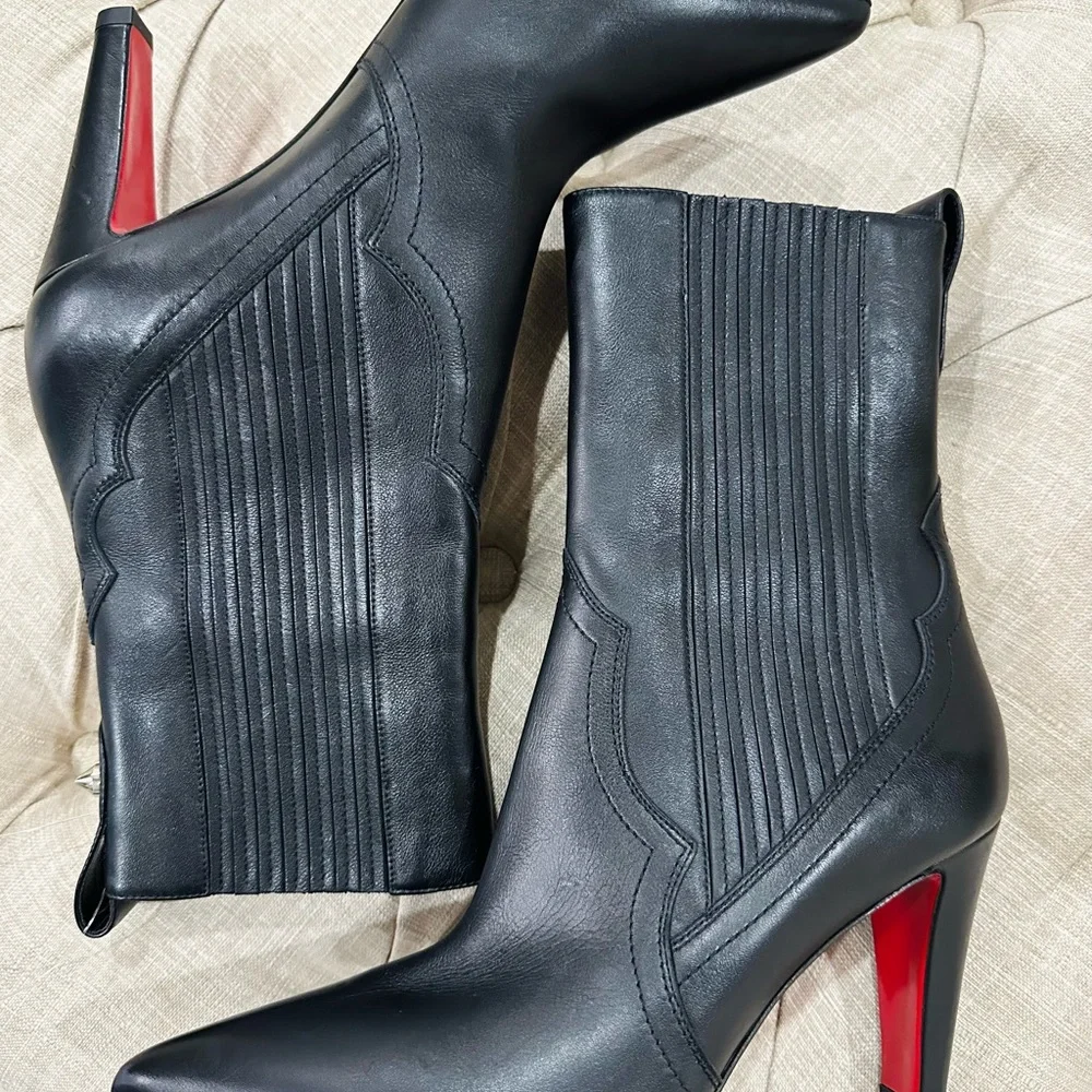 Christian Louboutin 85mm Santigag calf leather chelsea boots size 37.5 - Picture 6 of 11